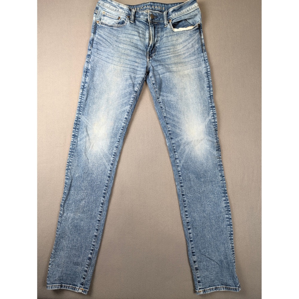 American Eagle Airflex+ Slim Jeans Mens 32x36 Light Wash Blue Denim Pants